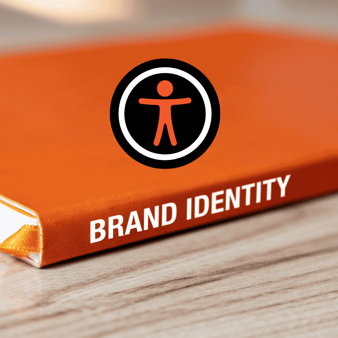 Manual de identidad con el símbolo de la accesibilidad universal. Representa la necesidad de que las empresas creen identidades gráficas de sus marcas pensando en la accesibilidad, la diversidad y la inclusion.